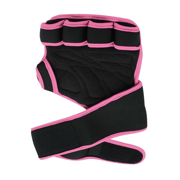 HomeGym Exercise Gloves with Adjustable Strap and Finger Loops, Pink Teal,  One-Size 