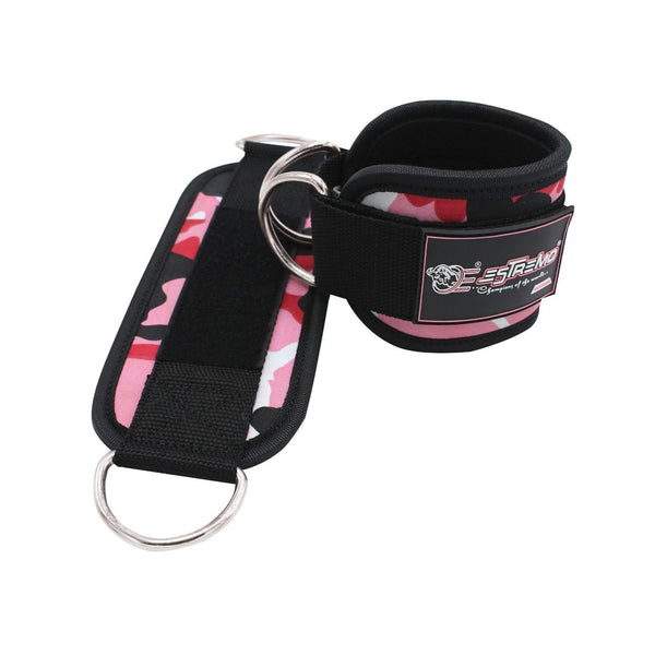 Leg Exercise Ankle Straps for Cable Machine, Pink - Estremo Fitness